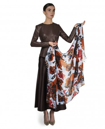 Палантин Женский W40-GRANDE.FLEUR/GRIS